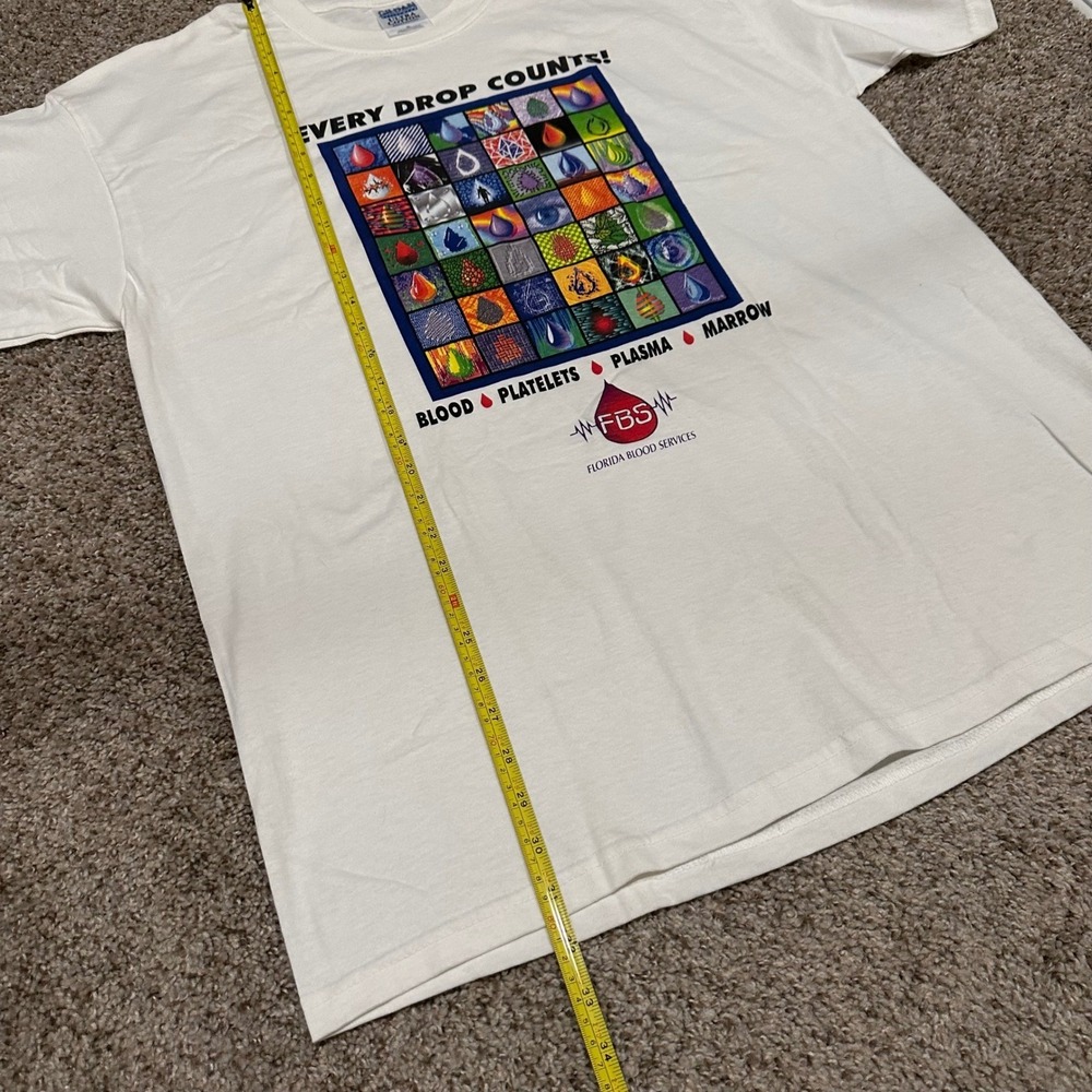 Vintage Gildan Mens Florida Blood Services T Shirt XL White Preowned Graphic - Picture 5 of 5